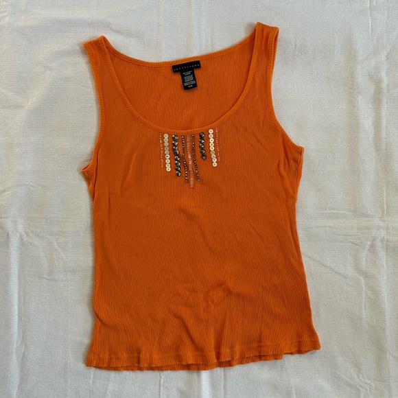 Orange Beaded Tank Top - Picture 2 of 7